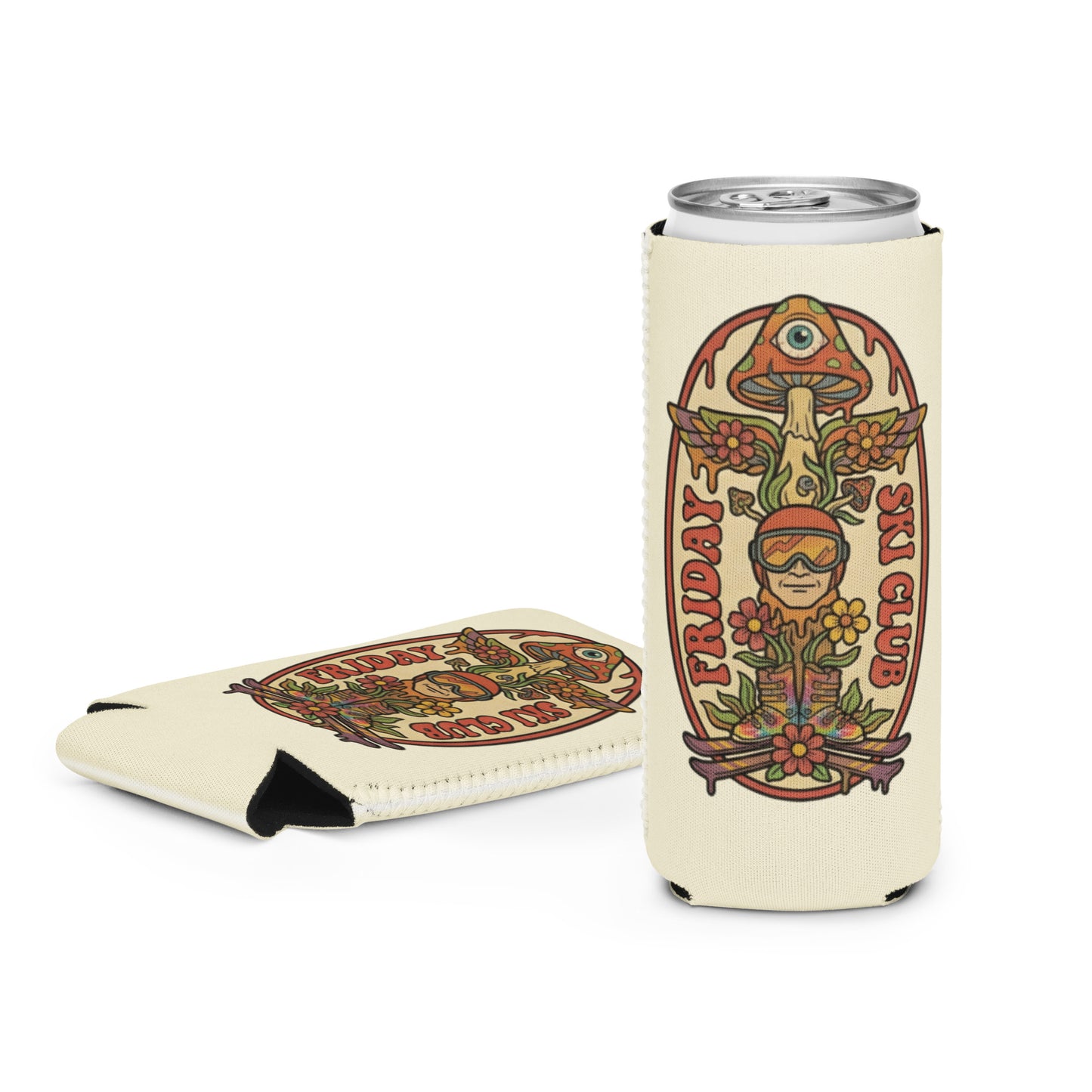 Skier Totem psychedelic ski can cooler by Friday Ski Club