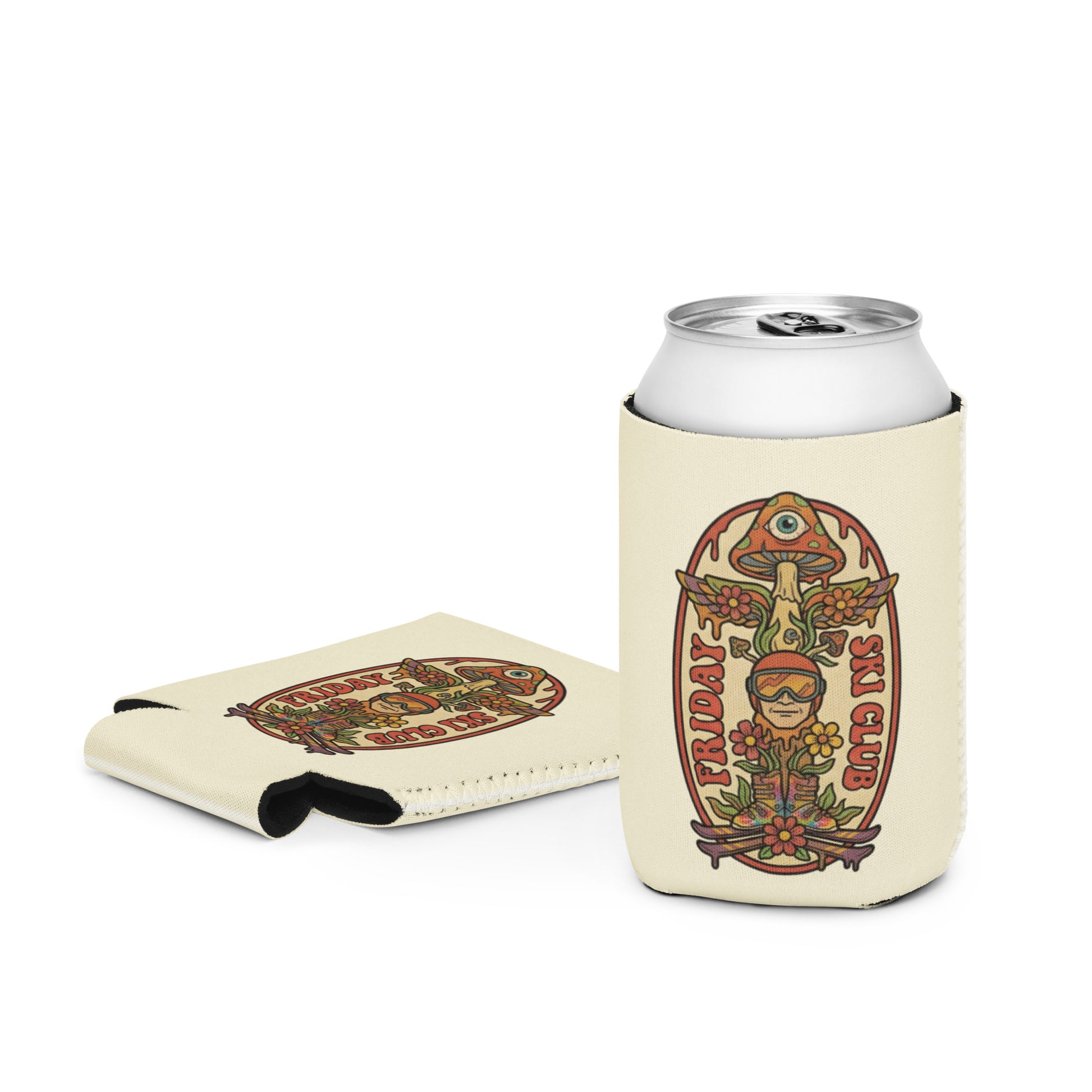 Skier Totem psychedelic ski can cooler by Friday Ski Club