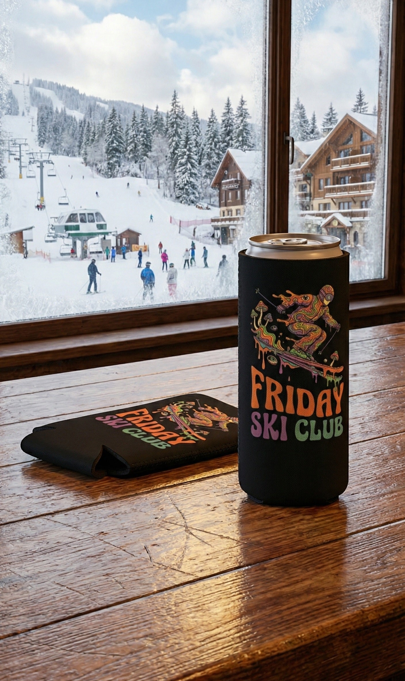 Psychedelic Skier Can Cooler – Midnight Après